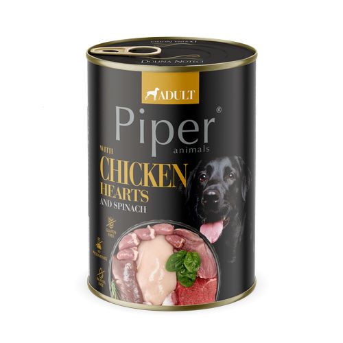 PIPER ADULT 400g konzerva pre  dospelých psov kuracie srdce a hnedá ryža