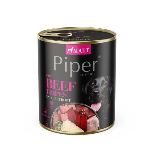 PIPER ADULT 800g konzerva pre dospelých psov s hovädzími držkami