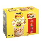 FRISKIES Mačka 12x85g s kuraťom, hovädzím, jahňacím, kačicou krmivo v šťave