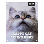 EBI D&D I LOVE HAPPY CATS kovová tabuľa: ,,Happy cat living here
